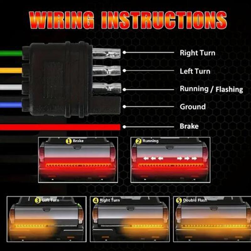 12V/24V LED Truck Tail Light Strip, Flexible Turn Signal Brake Light, Universal LED Car Exterior Signal Tail Light for Pickup SUV RV, Led Tailgate Lights