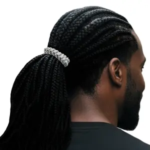 Men's Hair Ties Jumbo Size 2-Pack Silver Super Stretchy for Locs and Braided Hair Soft & Strong Made in the USA