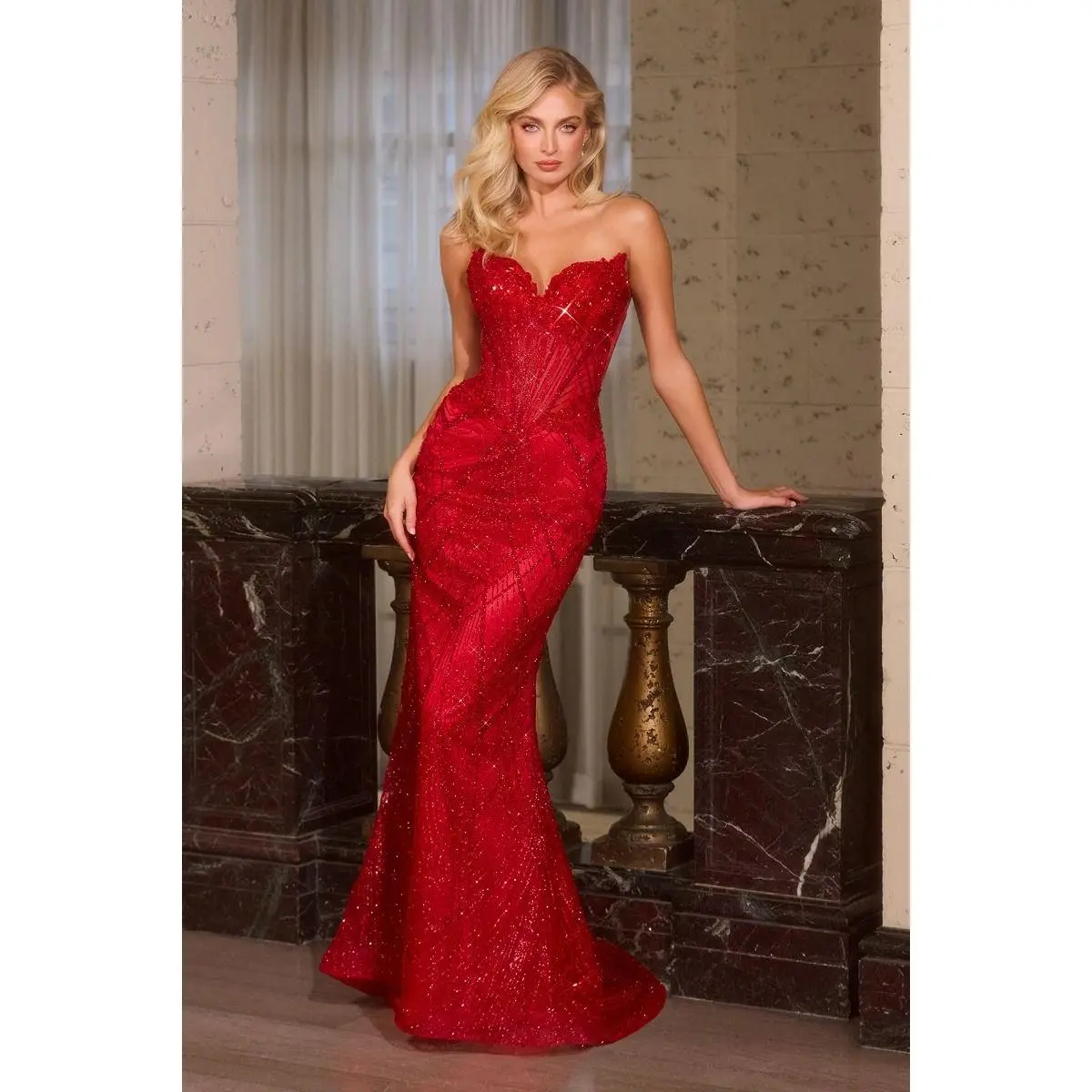 La Divine J888 - Strapless Sweetheart Neckline with Lace Up Back