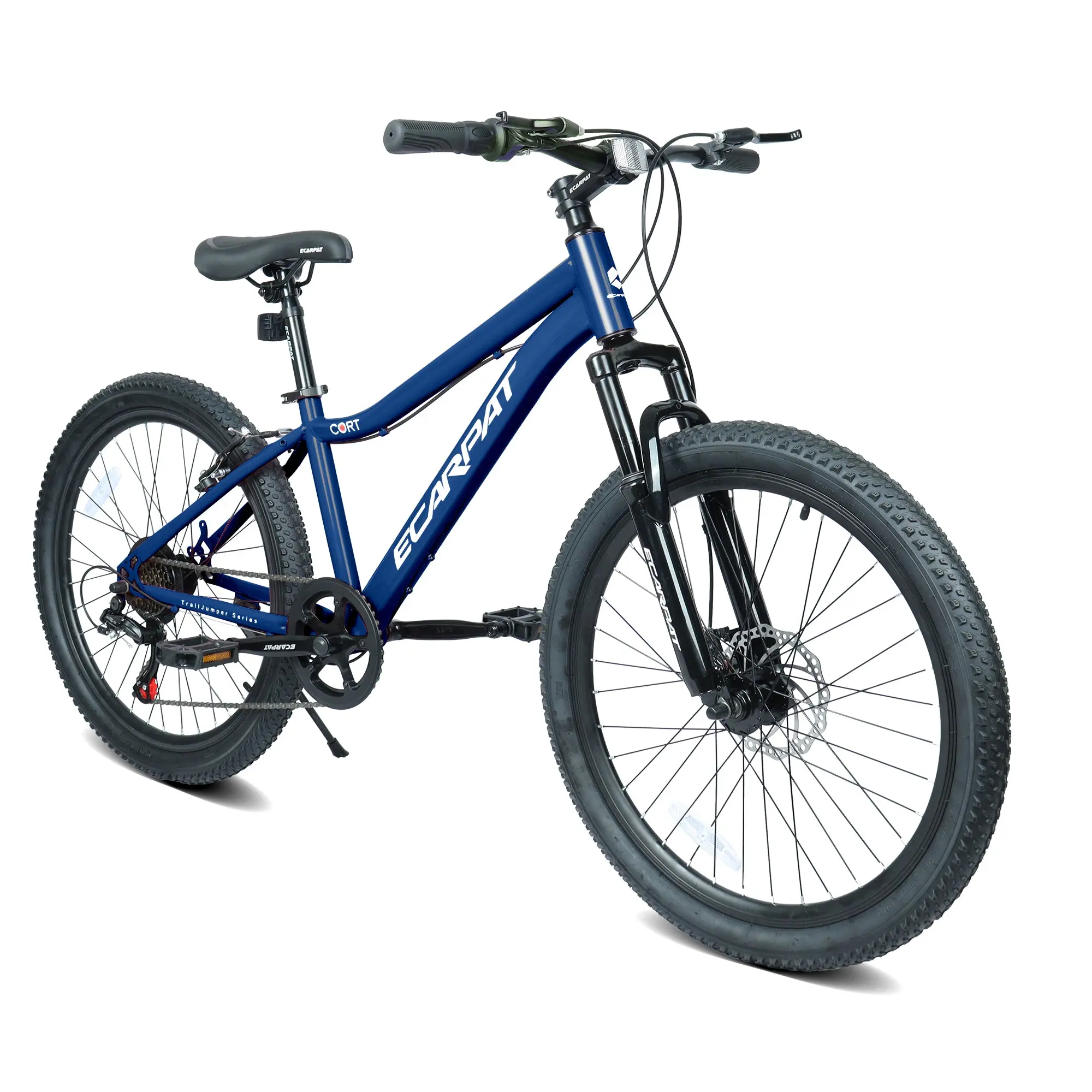 24-Inch Youth Mountain Bike - 7-Speed Steel Frame Bicycle with Adjustable Seat, Front Suspension, Dual Brakes, Disc Brakes, All-Terrain Tires for Off-Roading, 7-Speed Gears, Youth Bike