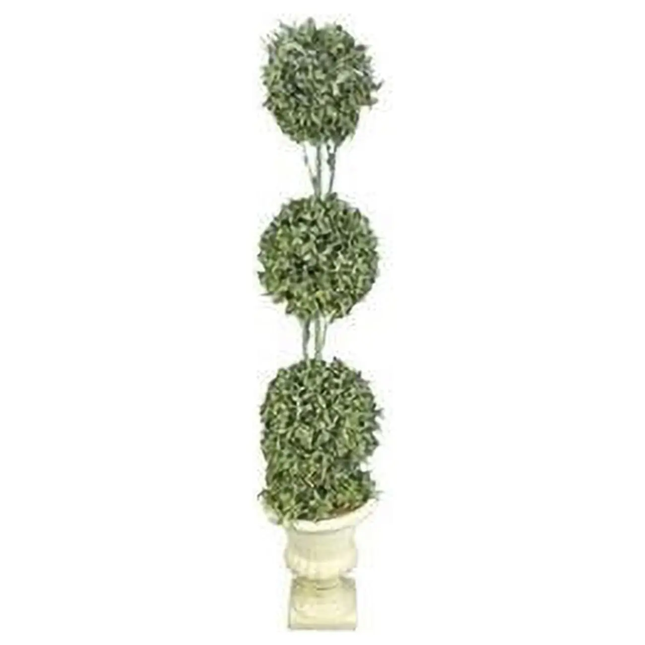 Admired by Nature ABN4X001-FROSGRN 35 in. Faux Boxwood Topiary Artificial Plant Tree Tabletop with Triple Balls in Pot, Frosted Green
