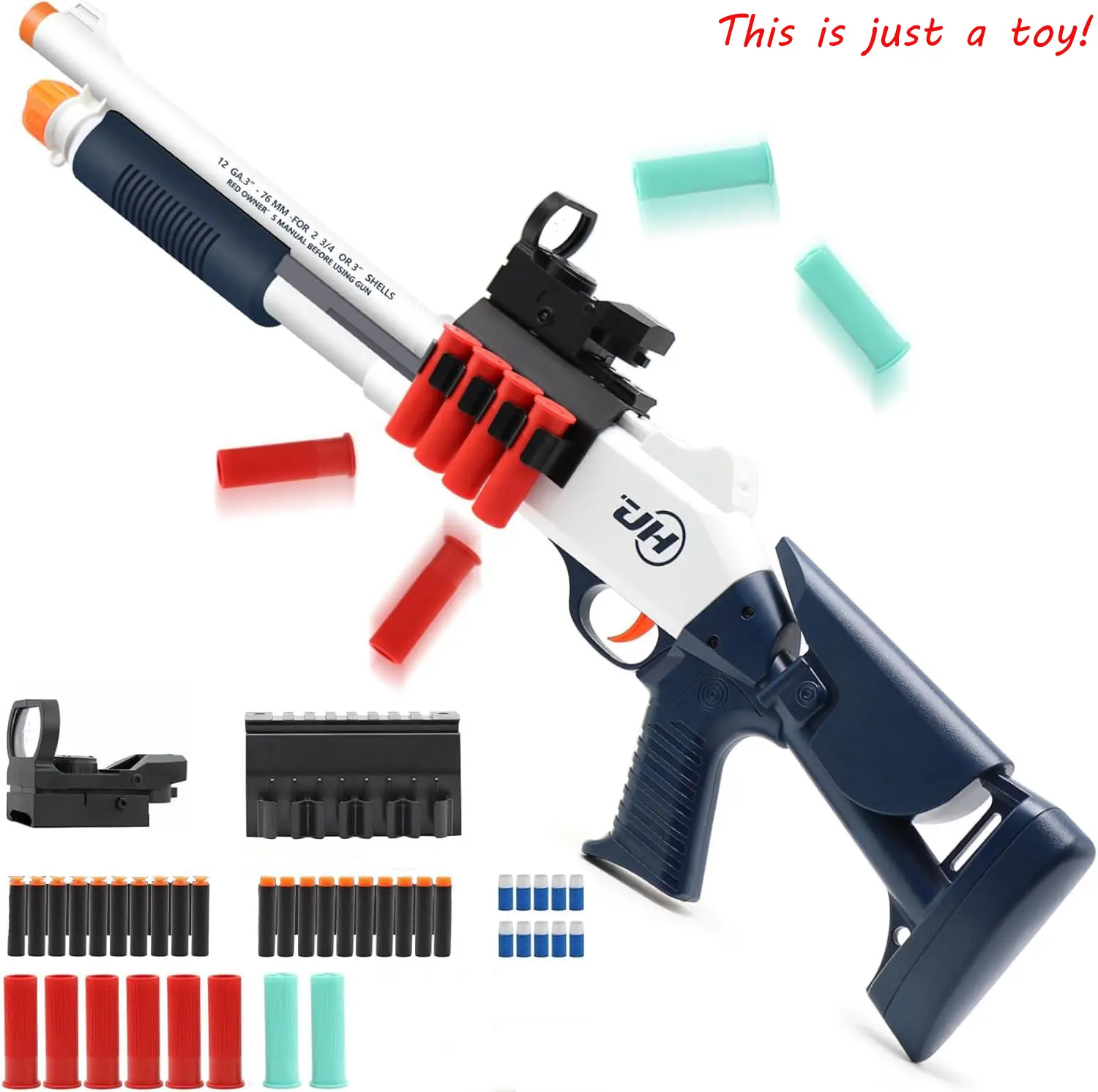 JH2027 XM1014-Style Unisex Foam Dart Blaster Toy Set, Long-Design Manual Blaster with Reusable Shell-Style Props, Sports Outdoor Backyard Toy for Teens 14+, Holiday Birthday Gift