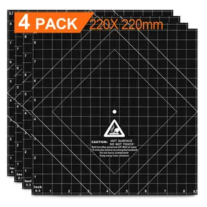 3D Printing Build Surface,with  Adhesive 3D Printer Heat Bed Platform Sticker Sheet,for Ender 3/Ender 3 Pro/Ender 3 V2 Neo/Ender 3 V3 KE/Ender 3 V3 SE/4Pack 8.7x8.7inch(220mmx220mm)