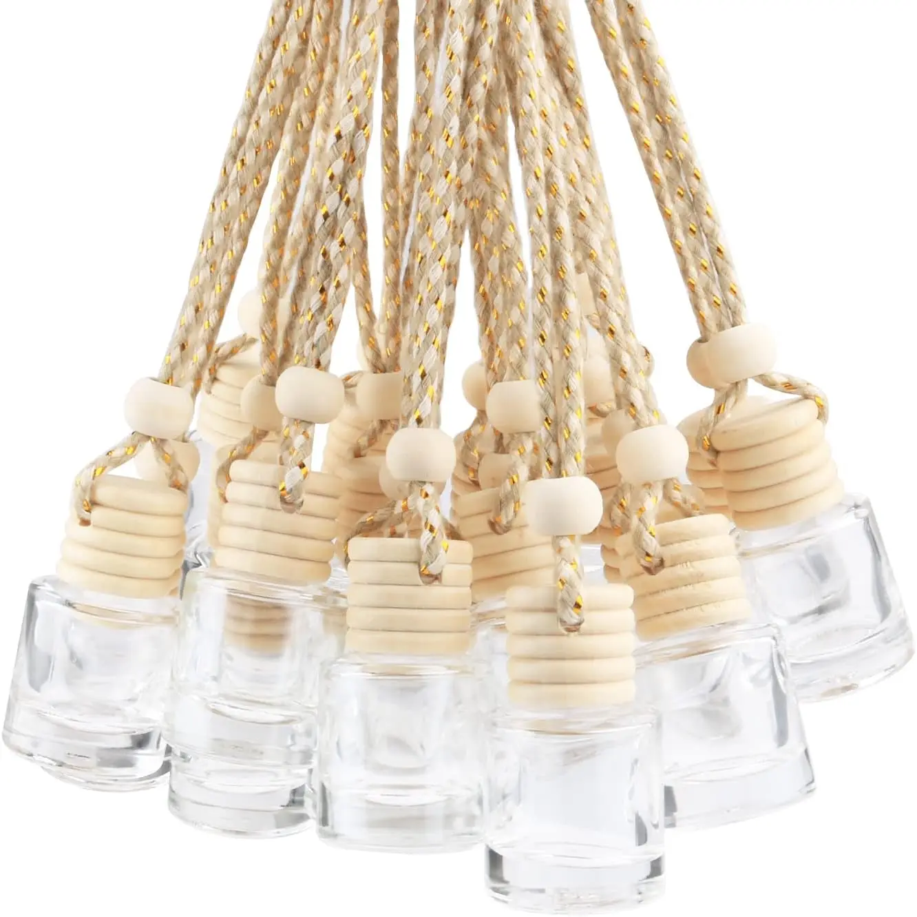 50Pcs 8ml Hanging Car Air Freshener Car Diffuser Bottles Empty Glass Perfume Bottle Freshener Diffuser Bottle Pendant for Essential Oil Fragrance Aromatherapy Ornament (Cylinder) - Home Improvement.