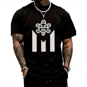 Men's Cotton Puerto Rico-Inspired Graphic Tee - Breathable, Lightweight & Machine Washable for Casual Outings, Sports & Casual Attire, Simple Lines, Festival Gift