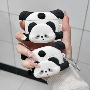 Cute Panda Design Silicone Earphone Case, 1 Count Earphone Protective Cover, Earphone Accessories Compatible with AirPods 1/2/3/4 pro/pro2