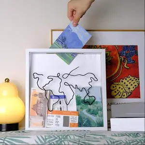 Ticket Root Storage Frame, Concert Ticket Travel Map Display Case, Souvenir Collection Stand, Ticket Box, Postcard Memorial Money Bank