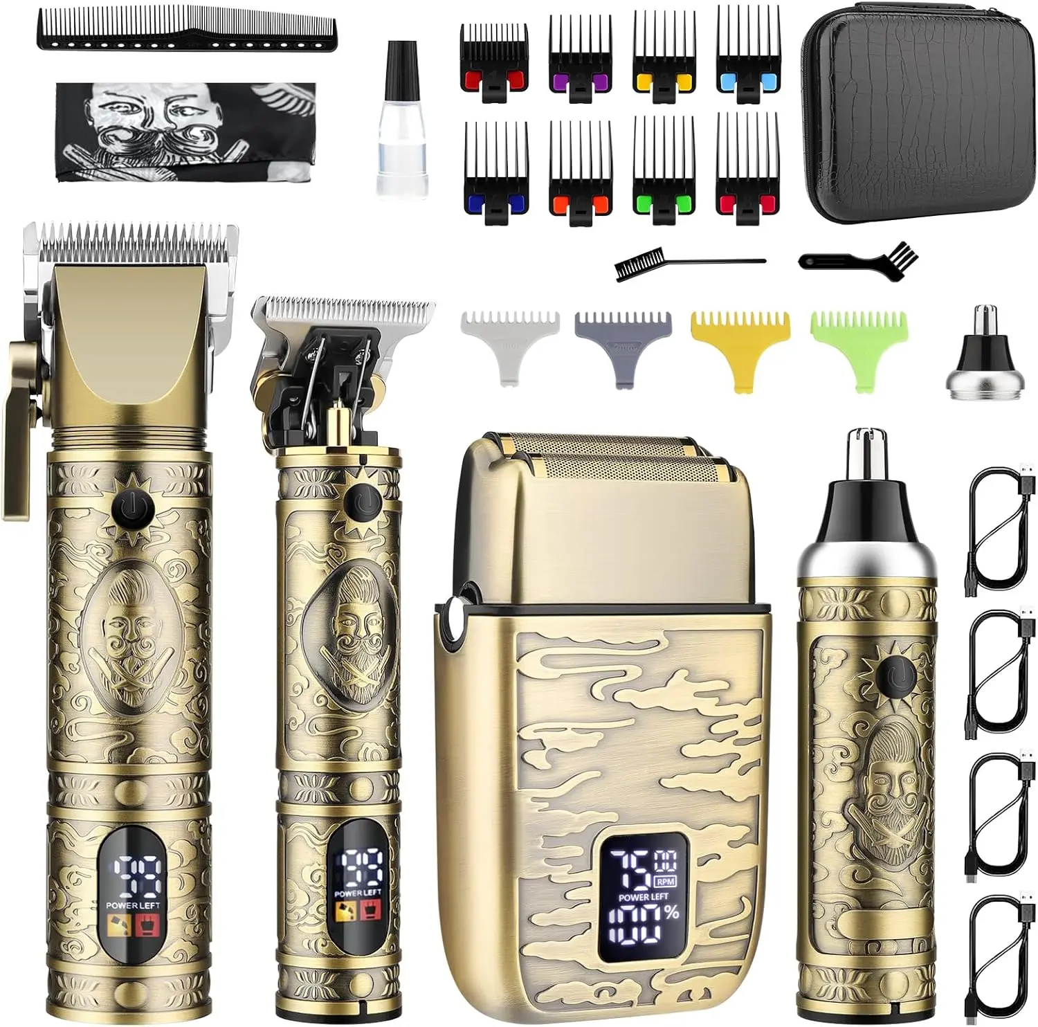 AMULISS Hair Clippers for Men Professional, Beard Trimmer Kits & Sets, Cordless Mens Hair Trimmer, Electric Shavers, Haircutting Machine with LED Display, for Barber professional hair halloween gift LCD Display beard trimmer barber  clippers Hair Cutters