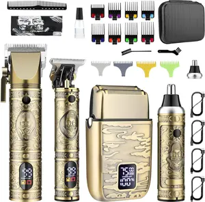 AMULISS Hair Clippers for Men Professional, Beard Trimmer Kits & Sets, Cordless Mens Hair Trimmer, Electric Shavers, Haircutting Machine with LED Display, for Barber professional hair halloween gift LCD Display beard trimmer barber  clippers