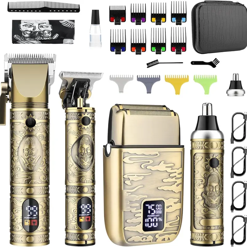 AMULISS Hair Clippers for Men Professional, Beard Trimmer Kits & Sets, Cordless Mens Hair Trimmer, Electric Shavers, Trimmer with LED Display, Barber professional hair LCD Display beard trimmer Barber Clippers Hair Cutters