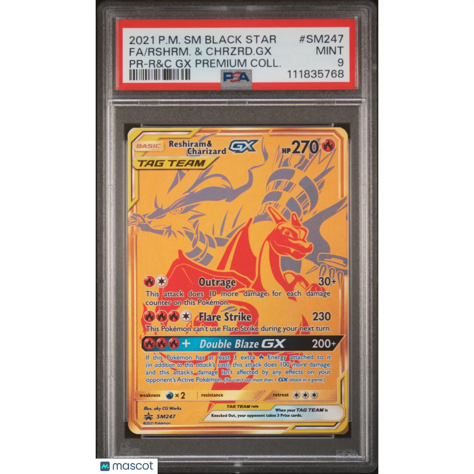 Reshiram and Charizard Gx Tag Team Promo 247 PSA 9