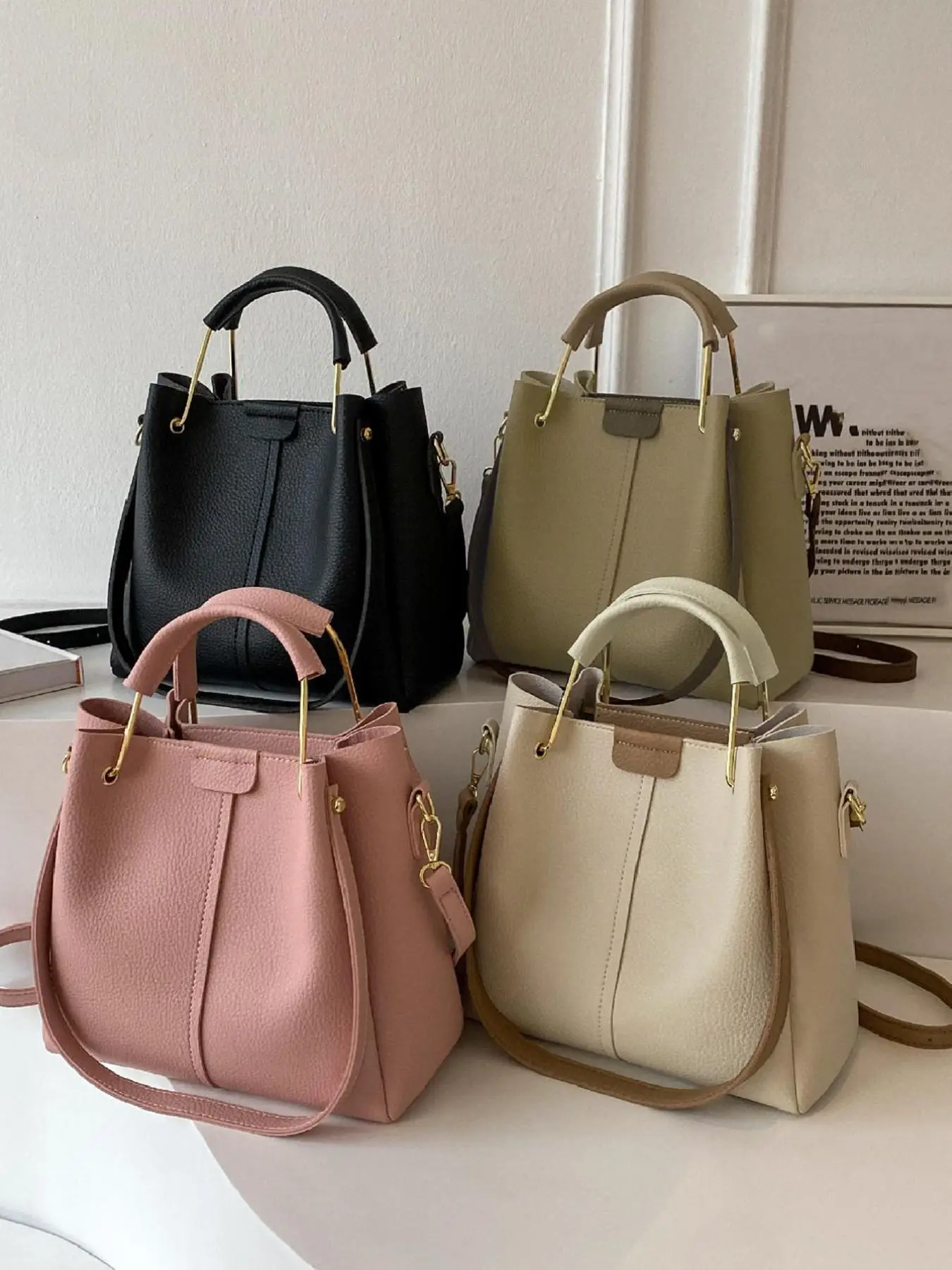 Women's Elegant Solid Color Handbag, Fashionable PU Leather Zipper Shoulder Bag for Daily Used, Casual Trendy Versatile High-quality Daily Commuting B