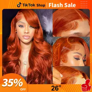 32 Inch ginger orange body wave Lace Front Wigs Human Hair Pre Plucked Hairline with Baby Hair benin girls wig Body Wave 13x4 HD Transparent Full Frontal Wigs Brazilian Virgin Human Hair Glueless Ginger Lace Wig 350# deals for you days