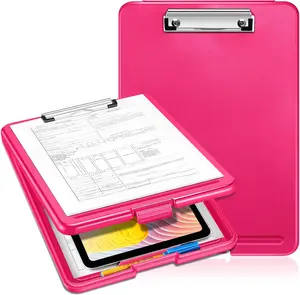 Clipboard with Storage, Heavy Duty Portable Writing Clipboard with Compartment Organizer for Nurse   Professionals Teachers Students Sales  School Office (Magenta)