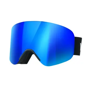 Dark Blue Mirror Ski & Snowboard Goggles S3 Sun Bluebird Day Lens VLT 8–18% Cylindrical OTG Anti-Fog Frameless Design for Men Women Youth