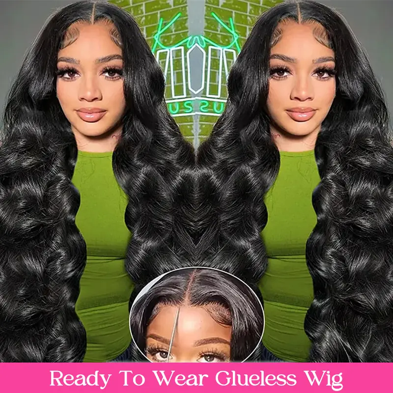 Uwigs Glueless Closure Wig, 5x5 HD Lace Body Wave Remy Human Hair Wig, Pre-Cut with Bleached Knots, Adjustable with Natural Hairline