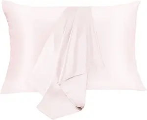 Silk Pillowcase for Hair and  2 Pack  Mulberry Silk Bed Pillowcase  Soft Breathable Both Sides Silk Pillow Case with  Zipper, Pillow Cases (, Light Pink)