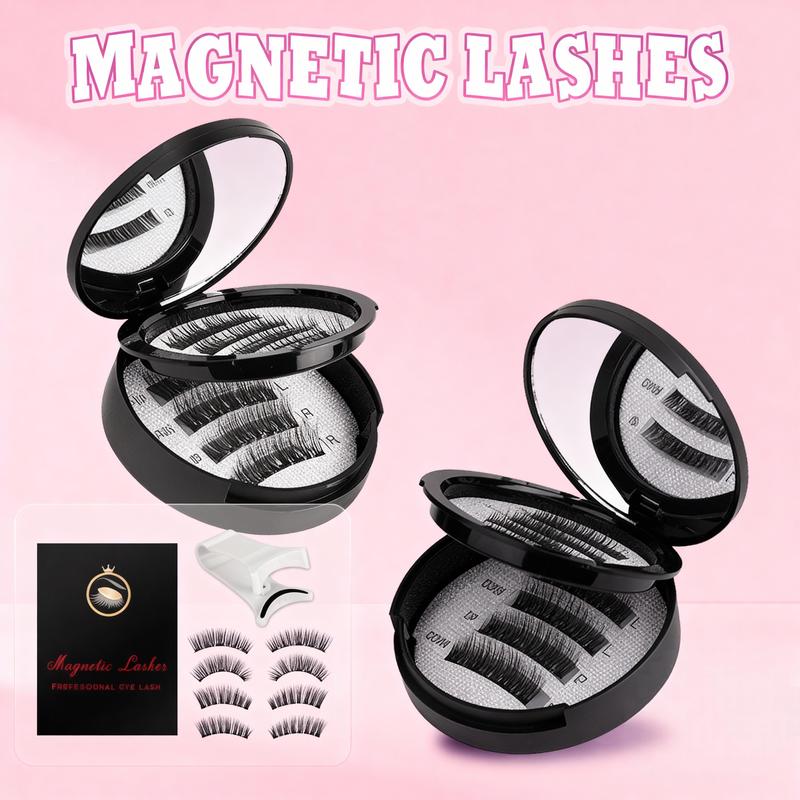 Magnetic Eyelashes Set Glue-Free Waterproof Lightweight - Eyelash Curlers with Eyebrow Kit Eyelash Cluster with Applicator Eyelash Extensions