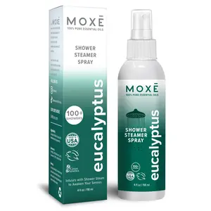 MOXĒ Eucalyptus Oil Shower Mist, Spa Steam Spray, Certified Natural 100% Essential Oils, Made in USA, Aromatherapy, Sinus Congestion Relief, Tension Relief