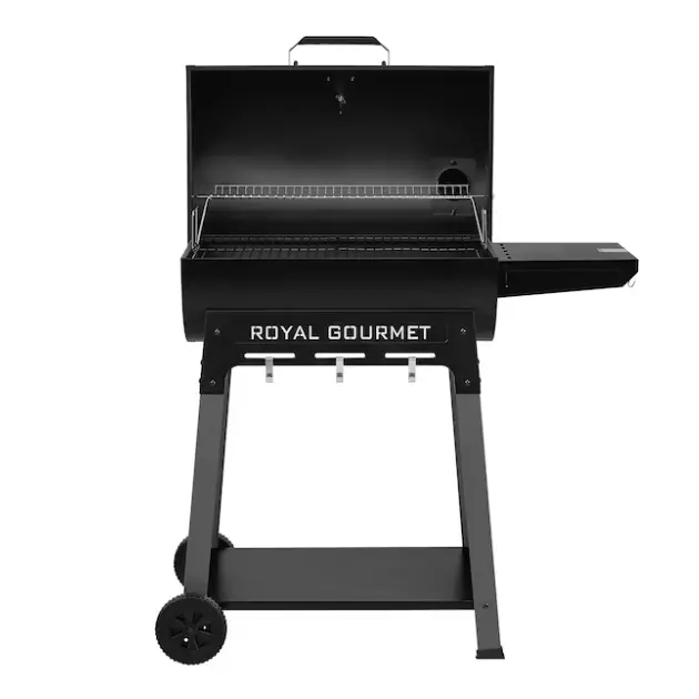 Royal Gourmet Barrel Charcoal Grill 27.44-Inch Black, Outdoor BBQ Smoker Grill with Large Cooking Surface, Heavy Duty Steel Construction, Warming Rack, Built-in Thermometer for Backyard Patio Garden Camping Family BBQ
