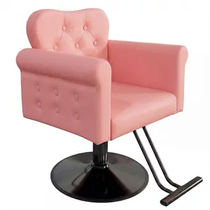 GAOMON Salon Chair for Hair Stylist, PU Leather Barber Chair with 360° Swivel, Tufted Button, Metal Round Base, Hydraulic Lift, Supports Up to 330 Lbs, for Barbershop, Beauty Spa, Home, Pink