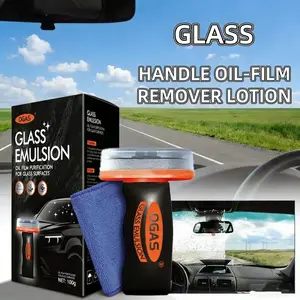 Car Windshield Glass Oil Film Remover with Towel, Handheld Oil Flmr Cream for Automotive, Long-term ProtectionRemoves Oil Film and Anti-Fog, Glass Decontamination Without Traces,Car Care Products for Auto & Home