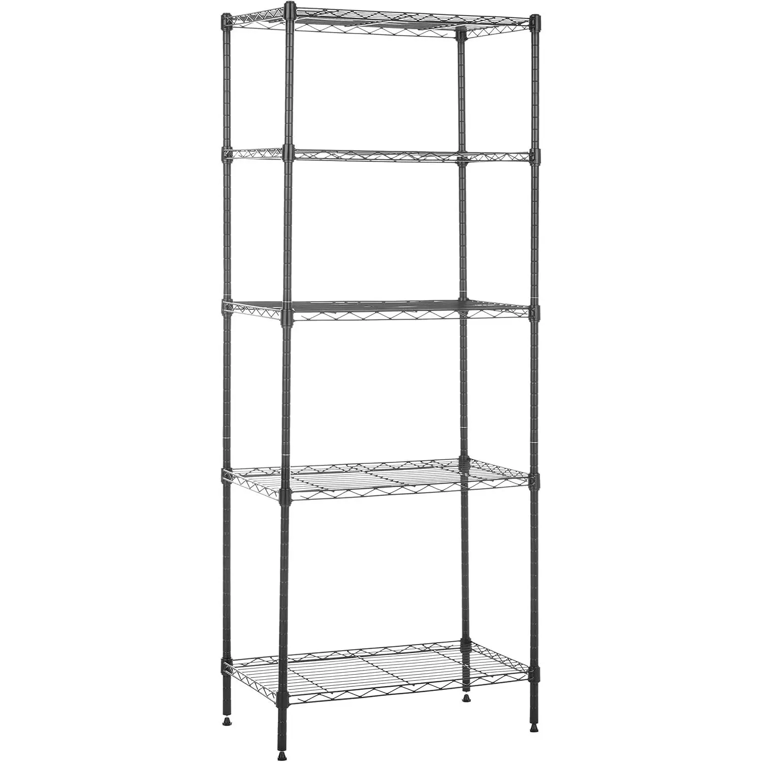 5-Shelf Multipurpose Adjustable Sturdy Steel Storage Shelving Unit, Easy Assembly, 13.4" D x 23.2"W x 60"H, Black