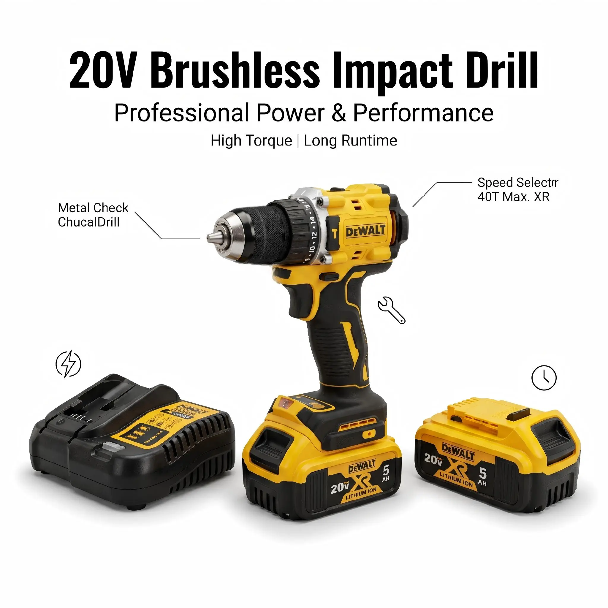 DEWALT DCF805 Drill Driver 1/2″ 20V | Brushless 90Nm Variable Speed Home DIY job site nm torque wood frame project tile work maximum long lifespan garage outdoor survival gear gypsum board