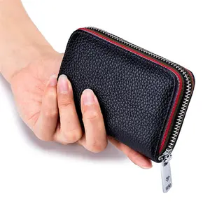 RFID Blocking Women’s Genuine Leather Wallet Credit Card Holder Zipper Pocket