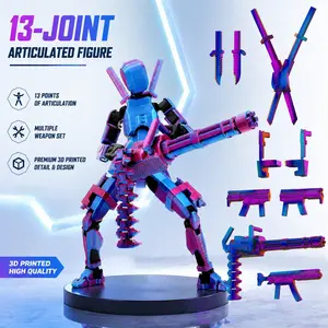 【Assembled】Robot T Action Figure 3D Printed Dummy 13 Action Fidget Toys Figure Articulated, Lucky 13 for Collectors Desktop Decorations