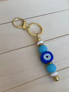 Evil eye keychain blue silicone beaded key ring holder gift for new driver handmade car key chain