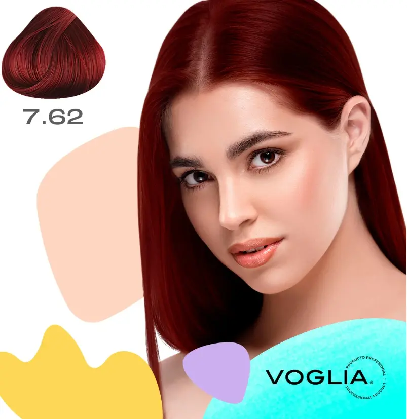 Voglia Hair Color Cream - 7.62 Medium Red Iridescent Blonde, 90ml Salon Haircare Dye for All Hair Types, All Types