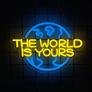 The World Is Yours Neon Sign for Wall Decor, Earth Neon Light , for Man Cave Boy Room Decor, Gift for Man Boyfriend