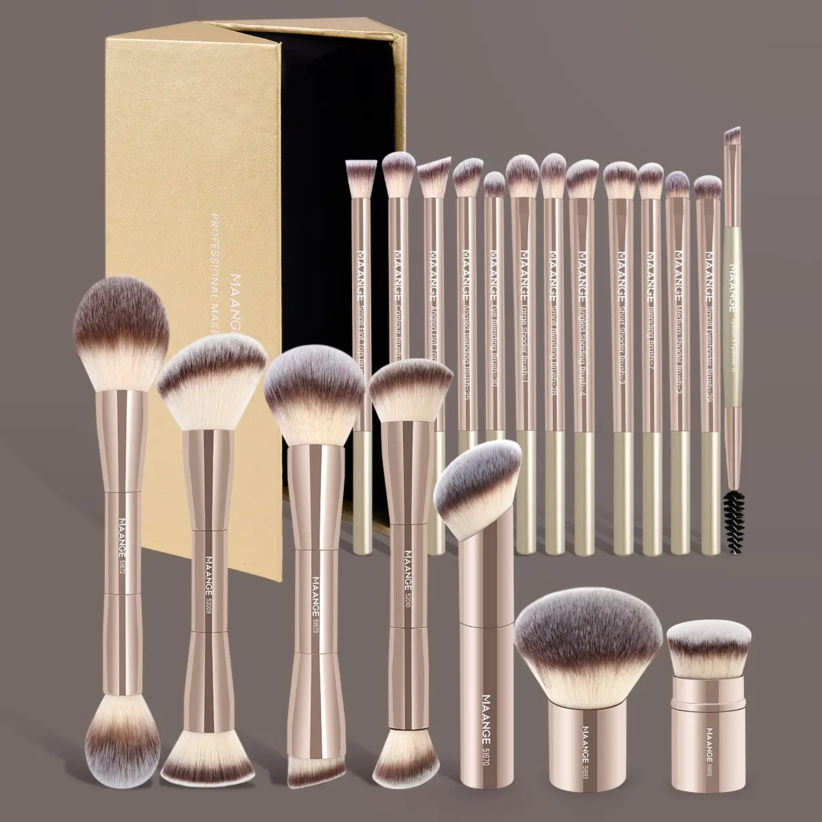 Maange 21-Piece Makeup Tool Set, Makeup Brush Kit with Cosmetic Brushes, 20 Professional Face Brushes, Foundation Brush, Eyeshadow Brush, Blush Brush, Loose Powder Brush
