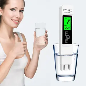 1-pc Digital Water Quality Tester, 3-in-1 TDS, EC & Temp Meter, 0-9999 ppm, Portable with Backlit Screen, Suitable for Home Drinking Water, Hydroponics and Aquariums, with Portable Case