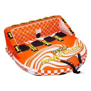 VEVOR Towable Tube for Boating, 1-4 Riders Inflatable Boat Tubes and Towables, 680lbs Water Sport Towable Tube for Boat to Pull - with Full Nylon Cover, 22 Grab Handles, Dual Tow Points & Safety Valve