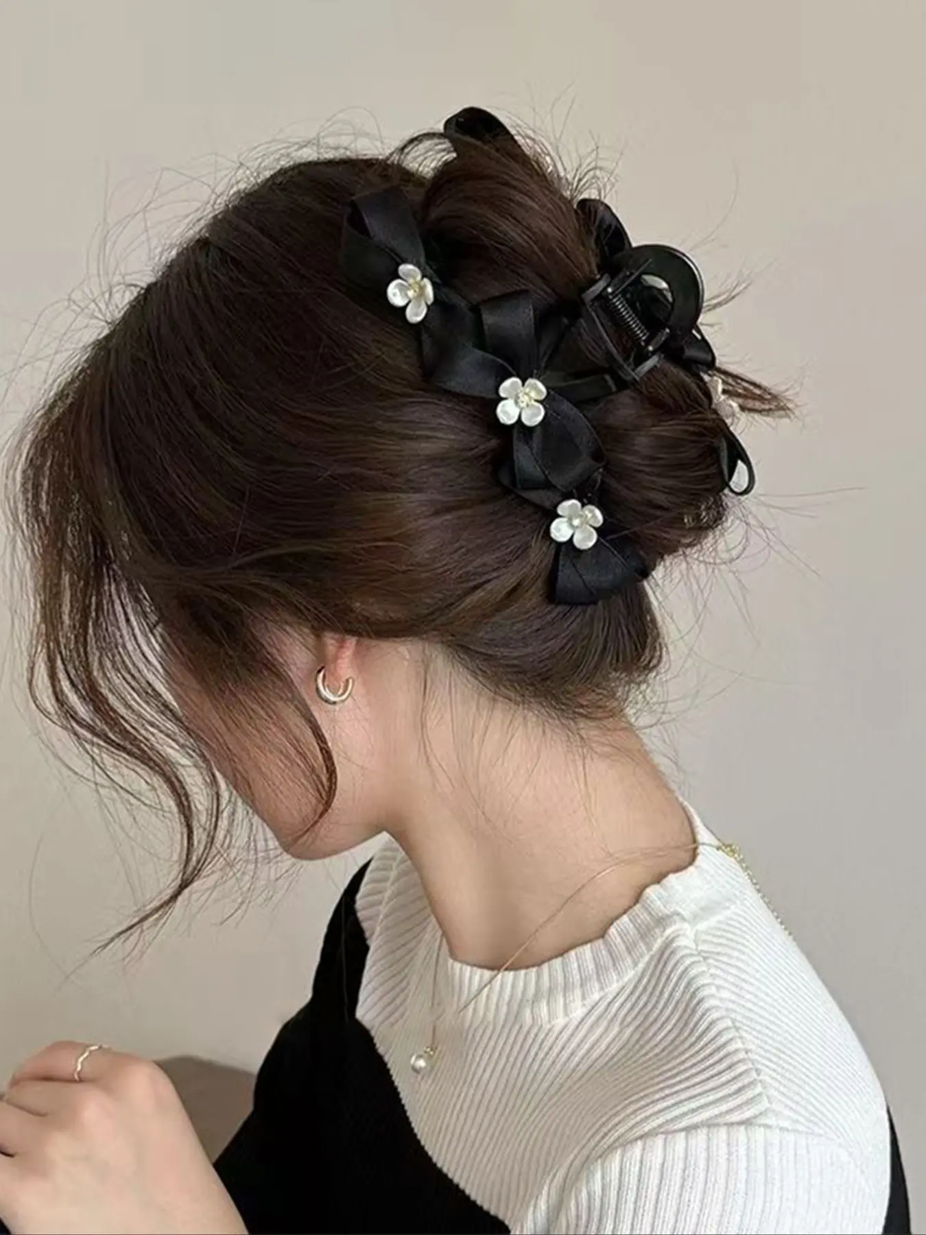 Elegant Bow Flower Hair Claw Clip, Large Size, High-Quality Design, Perfect for Daily Commute, Casual Gatherings, Thick Hair, Flower Hair Clips, Bows for Hair