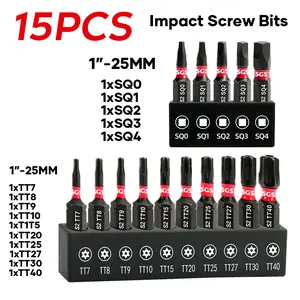 15 Pcs Industrial Grade Security Torx/Square Screwdriver Bits Set- S2 Alloy Steel Anti-Slip Magnetic Drill Bits, Impact And Wear-Resistant, Universal 1/4" Hex Shank With Black Rust-Proof Base, Fit For Woodworking, Handicrafts, Manufacturing Tools
