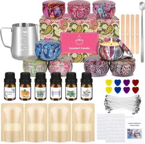 Candle Making Kit, Soy Wax Candle Making Kits for Adults Beginners, Make Your Own Candles,6Pack Soy Wax, 6 Fragrance Oils,8 Dye Blocks 9 Tins, Wax Melt Pot, 100 Candle Wicks, 100 Candle Wick Stickers