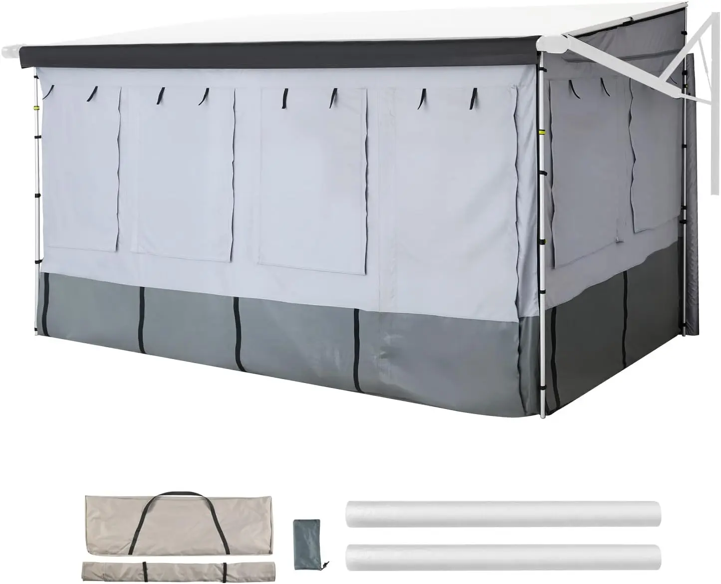 DFHASR RV Awning Sun Shade Room - Compatible with 16-17 ft Awnings, RV Awning Sun Shading Room with Door & Ventilated Mesh Windows, Sunproof & Windproof Three-Sided Enclosure Tent for RV Camping