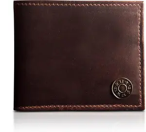 Full-Grain Leather Shotgun Shell Hunting Bifold Wallet for Men - Sleek RFID-Blocking Country Wallet - Men's Bifold Wallets w/ 7 Card Slots & 1 Long Large Pocket for Birthday, Christmas, and More