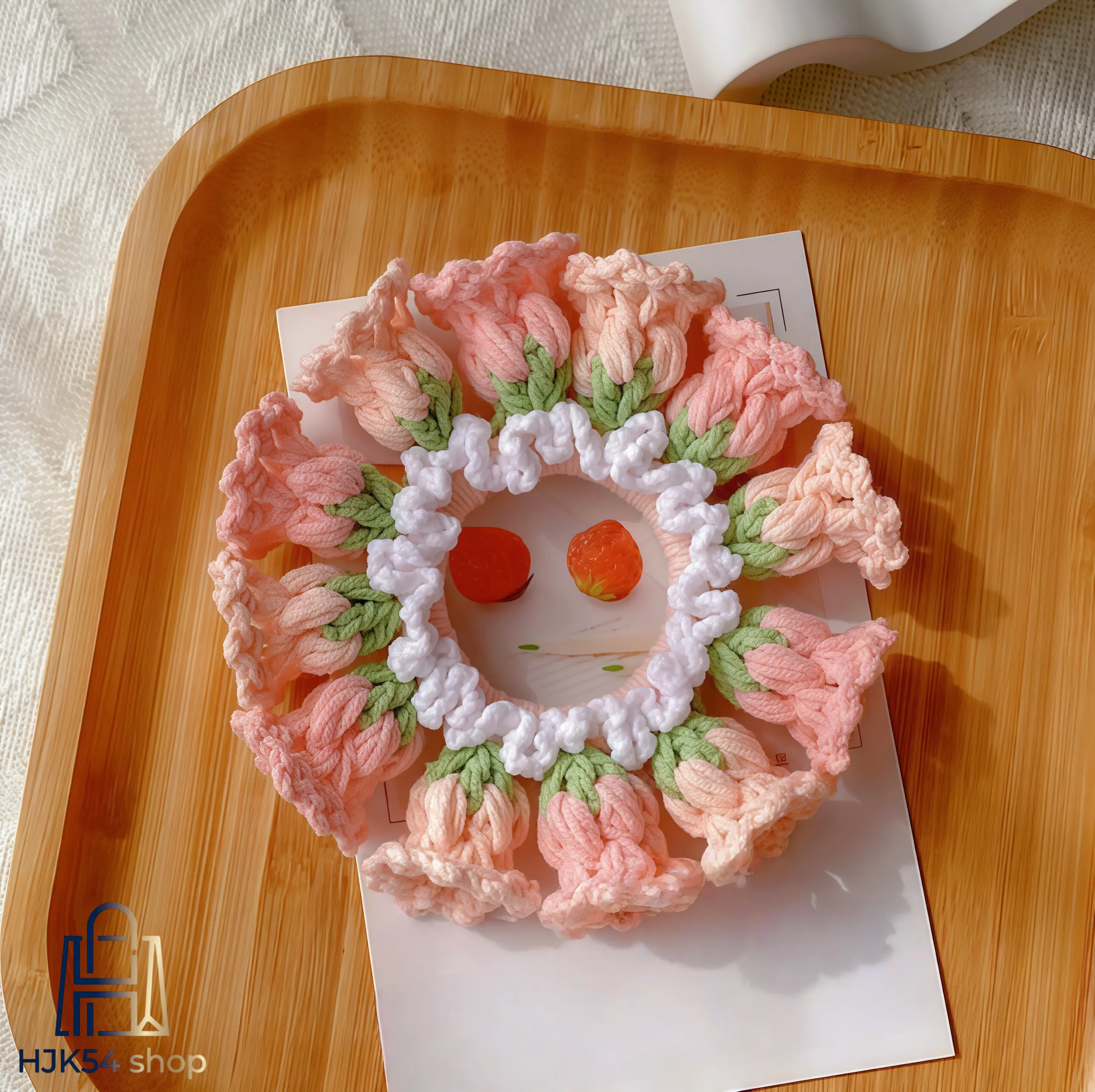 Handmade Crochet Tulip Flower Scrunchies, Colorful Knitted Hair Ties, Soft Woolen Floral Hair Accessories, Elastic Scrunchies for Thick Hair, Stylish Hair Scrunchies for Daily & Casual Use,summerwins
