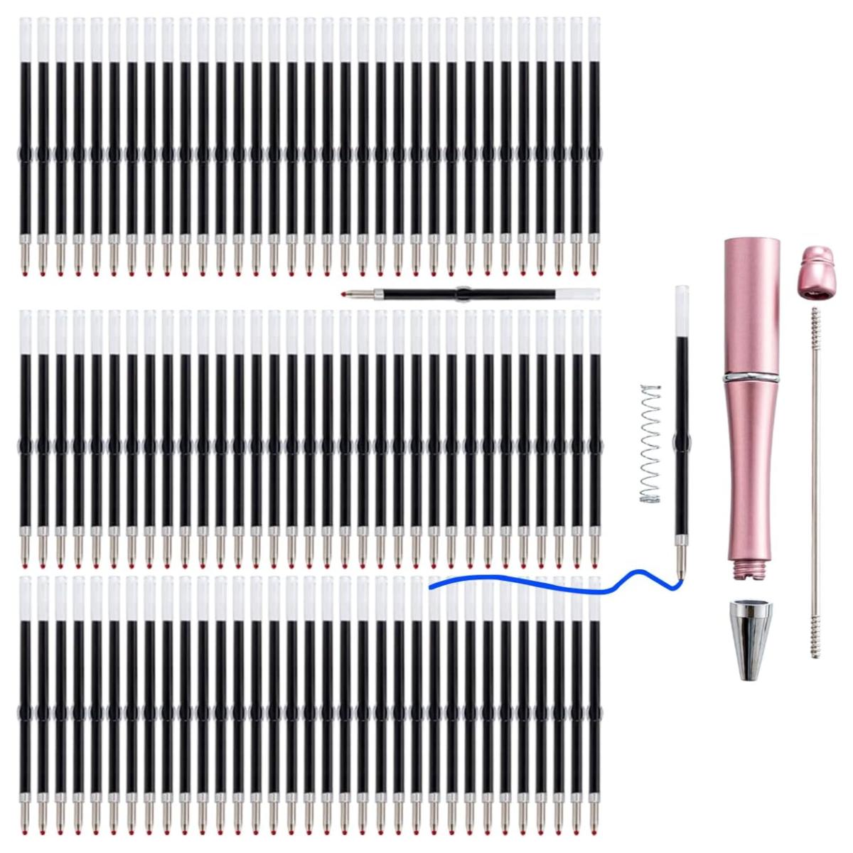 Plastic Beadable Pens Assorted Bead Pens for DIY PPL Gift with Shaft Black Ink Pieces High-Quality Plastic Metal Beaded Rod Perfect Party Favors