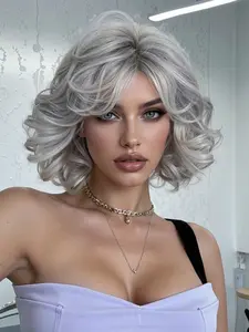 Fashion New 12 Inch Vintage Curly Bob Wig, Daily Wear, Suitable for Any Occasion, Women's Hair Accessory