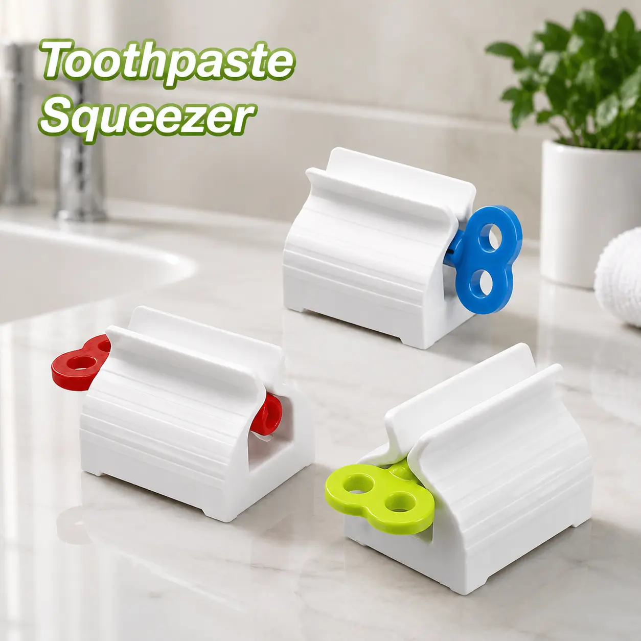3 Counts Rolling Tube Toothpaste Squeezer Toothpaste Seat Holder Stand Rotate Toothpaste Dispenser for Bathroom Gift Hand Plastic Aluminium Cream Tool Manual Toothpaste Wringer.- MM2