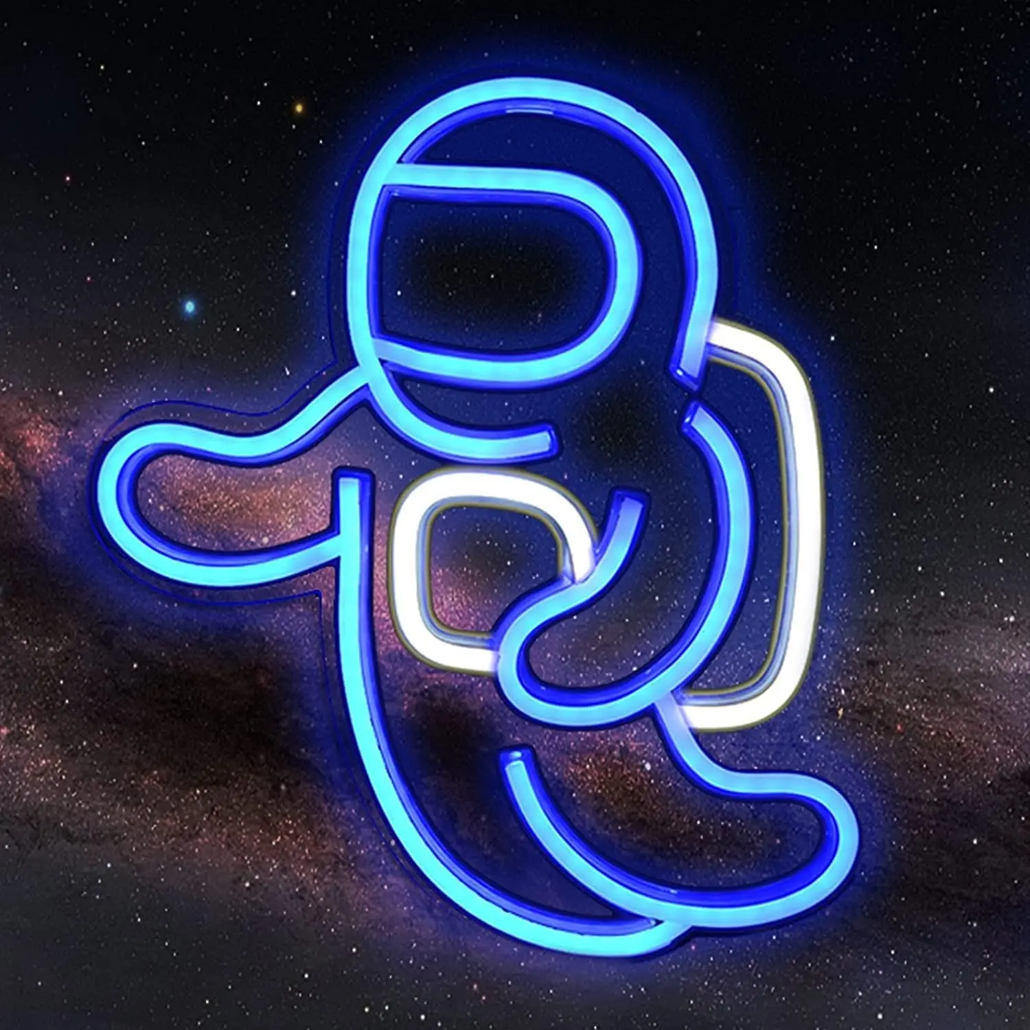 Blue-Accented Astronaut Neon Light Projector, 14.1x12.6in USB-Powered Indoor Wall Decor with Switch, Kids Birthday Gift for Bedroom, Button-Operated Ambiance Atmospheric Bright Colorful Light Signs, Button-Operated Light Signs