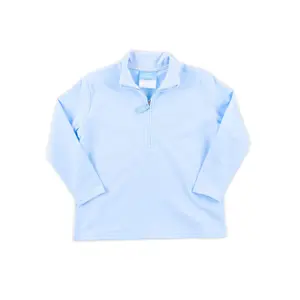 Light Blue French Terry Half Zip Pullover - Unisex Kids Lightweight Outerwear
