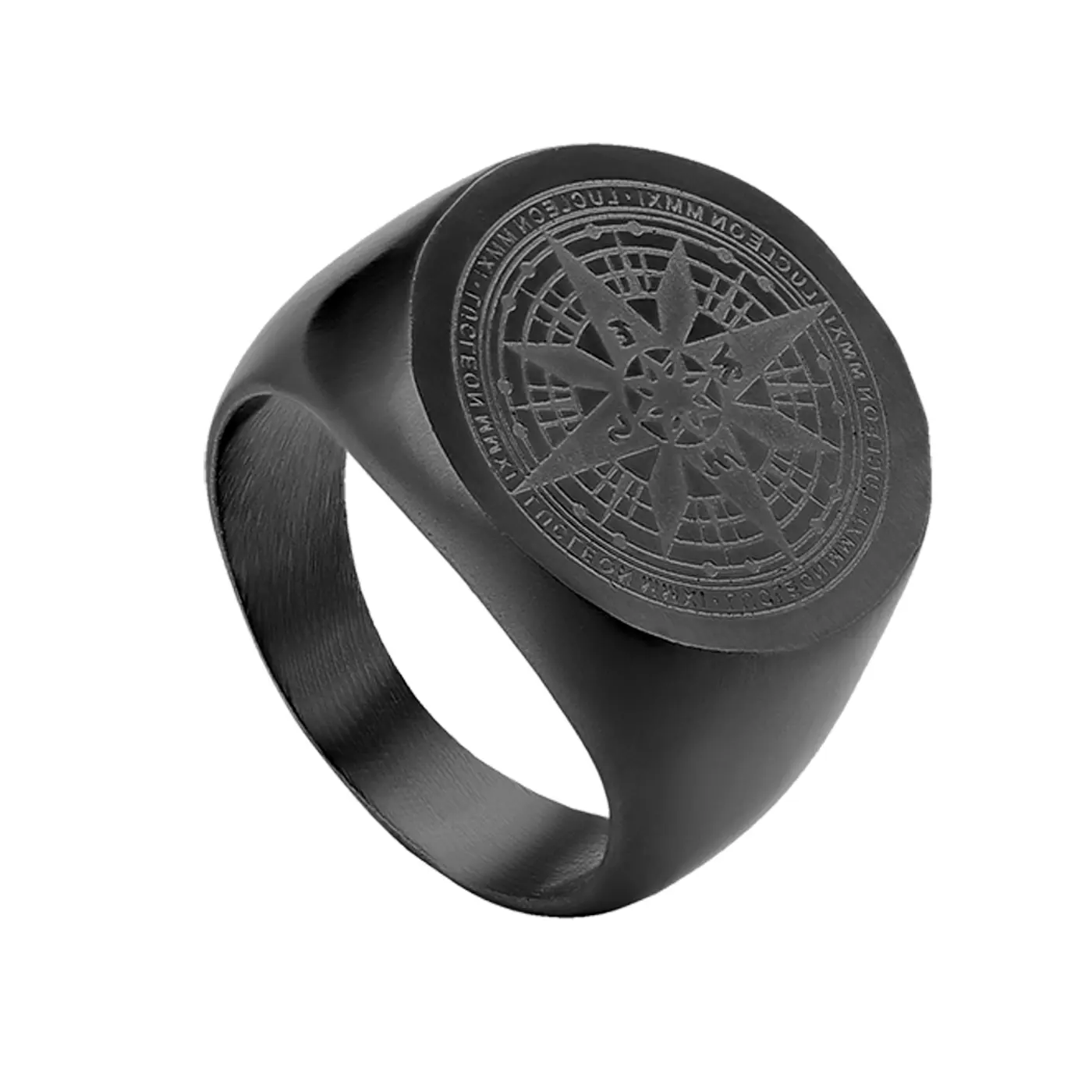 OIDEA Men's Vintage Stainless Steel Compass Ring - 0.74" Wide Hypoallergenic Band, Engraved Detail, Anti-Rust, Anti-Tarnish Costume Jewelry for Explorers, Adventurer Style, Everyday Male Wear, Explorer, Travelers