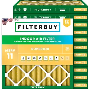 Filterbuy 19x19x2 Air Filter (12-Pack), Pleated MERV 11 Allergen Defense HVAC AC Furnace Air Filters (Actual Size: 19.00 x 19.00 x 2.00 Inches)