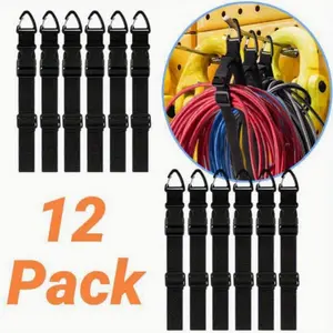 12-Pack Heavy-Duty Adjustable Extension Cord Holder Organizer with Triangle Clips, Storage Straps & Hangers for Men’s Workshop, 17-Inch Hair Claw for Sports & Outdoor Protective Gear Organization